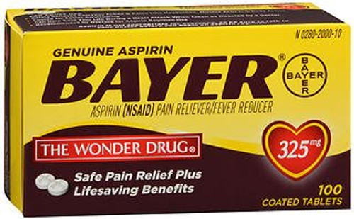 Bayer Pain Relief 325 mg Strength Aspirin Tablet 100 per Box, 00280200010, Box of 100