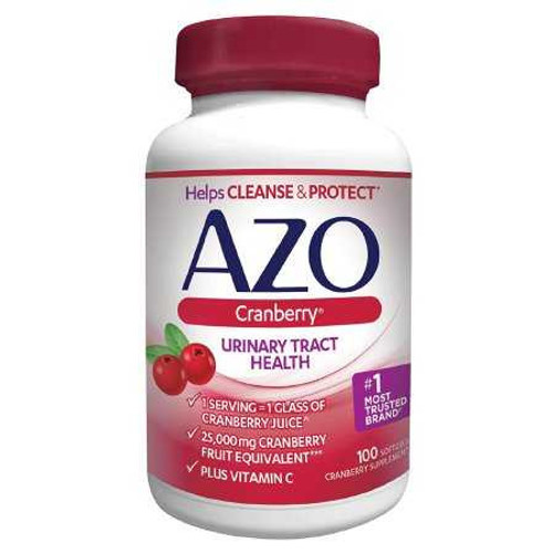 Urinary Tract Health Dietary Supplement AZO® Vitamin C (as ascorbic acid) / Cranberry (Vaccinium macrocarpon) Whole Fruit Powder 120 mg - 500 mg Strength Softgel 100 per Bottle 78765110167 Bottle of 1 1457761 AZO® 1065924_BT