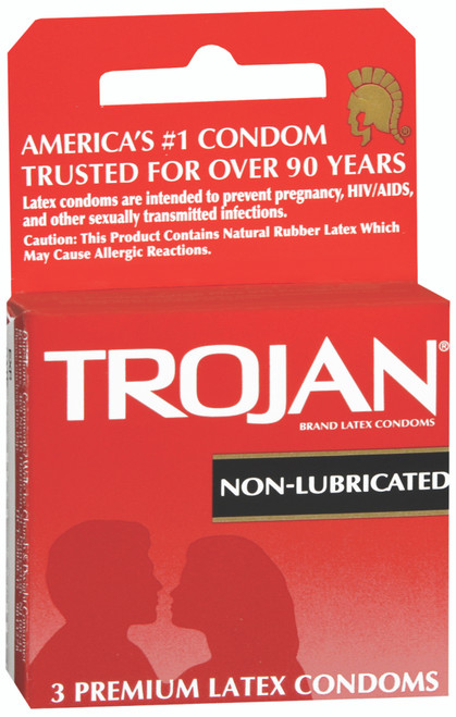 Condom Trojan Non-Lubricated 3 per Box 1129857 Box of 3