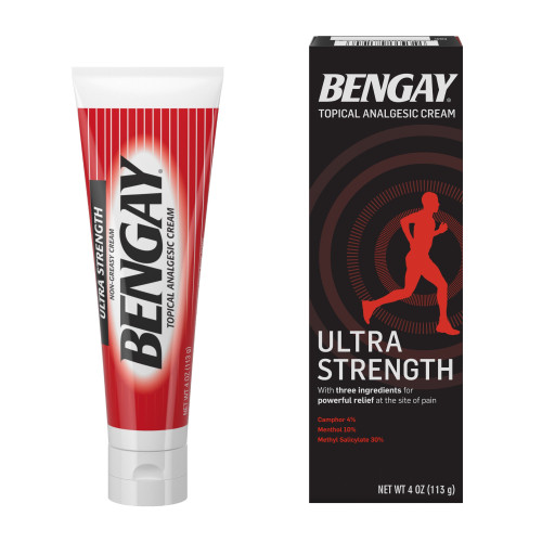 Topical Pain Relief Bengay Ultra Strength 30% - 10% - 4% Strength Camphor / Menthol / Methyl Salicylate Cream 4 oz. 510819400 Case of 36