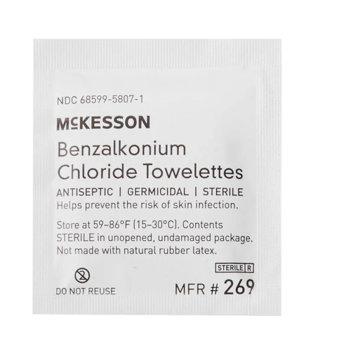 Antiseptic Skin Towelette McKesson Individual Packet Unscented 100 Count 269 Pack of 1 269 McKesson 865276_EA