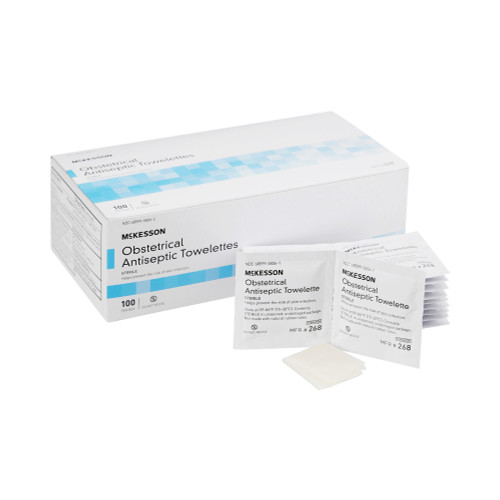 McKesson Obstetrical Cleansing Towelette, BZK, Pad Size 5 x 7'', Clean Scent, Individual Packet, Case of 10