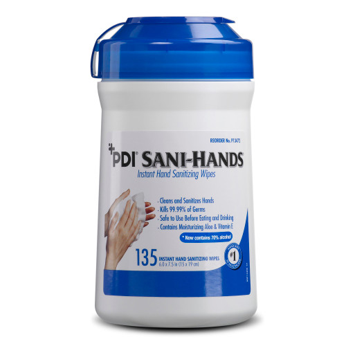 Sani-Hands Hand Sanitizing Wipe with Ethyl Alcohol, Size 5.5 x 7.9'', Unscented Carton of 1