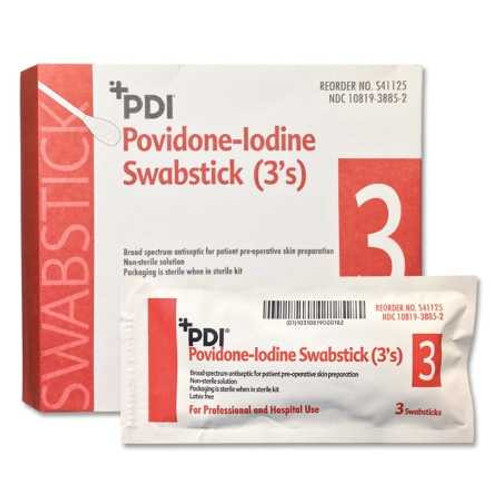 Impregnated Swabstick PDI® 10% Strength Povidone-Iodine Individual Packet NonSterile S41125 Box of 25 S41125 PDI® 188680_BX