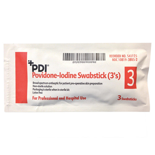 PDI Impregnated Swabstick 10% Strength Povidone-Iodine Individual Packet NonSterile, S41125, Box of 25