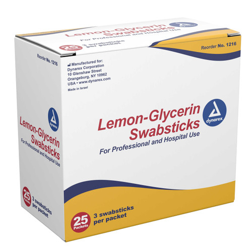Lemon Glycerin Swabstick Dynarex® Foam Tip 3 per Pack 1216 Case of 250 1216 Dynarex® 530231_CS