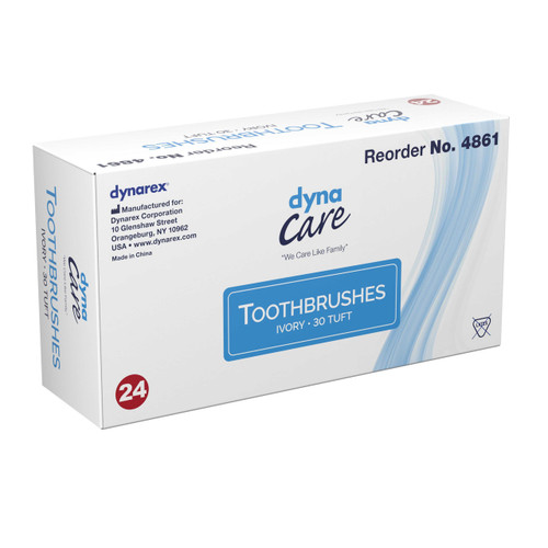 Toothbrush Dynarex White Adult 4861 Box/144 4861 DYNAREX CORP. 826973_BX