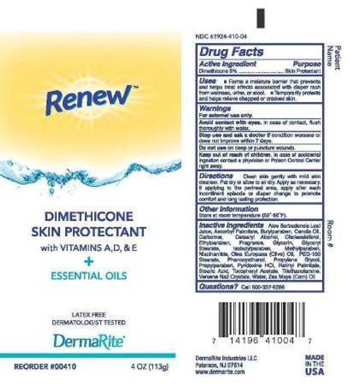 Skin Protectant Renew 4 oz. Tube Cream Scented 00410 Each/1 410 DERMARITE INDUSTRIES LLC 776332_EA