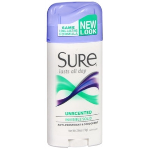 Antiperspirant / Deodorant Sure Solid 2.6 oz. Unscented Pack of 1