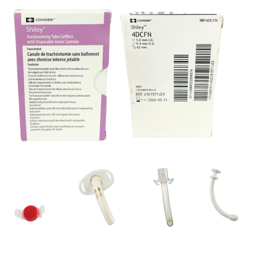 Shiley Adult Fenestrated Tracheostomy Tube, Cuffless (No balloon), with Disposable Inner Cannula, Size 4 – Medtronic 4DCFN, Pack of 1