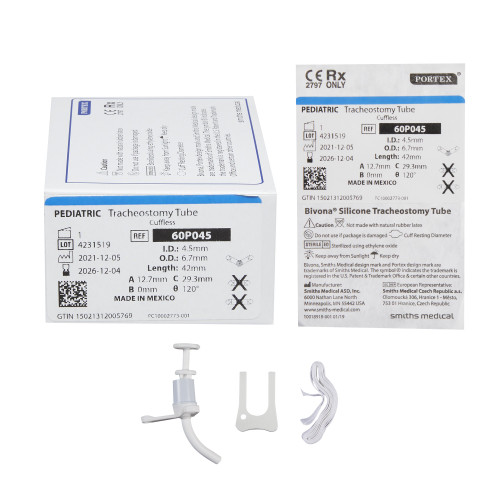 Bivona Uncuffed Tracheostomy Tube Size 4.5 Pediatric, 60P045, Pack of 1