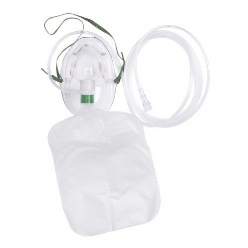 NonRebreather Oxygen Mask Elongated Style Adult One Size Fits Most Adjustable Head Strap / Nose Clip, HUD1059, Case of 50
