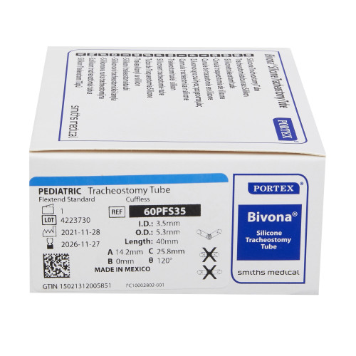 Bivona FlexTend Uncuffed Tracheostomy Tube Size 5.3 Pediatric, 60PFS35, Pack of 1
