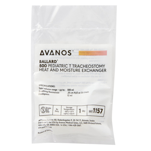 BALLARD* Heat and Moisture Exchanger-Trach 26 mg H?O/L @ VT 500 mL 0.25 cm H?O @ 30 LPM, 1157, Box of 50