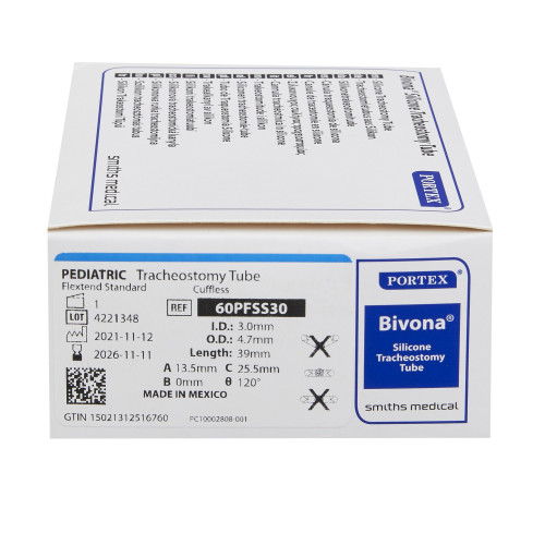 Bivona FlexTend Uncuffed Tracheostomy Tube Size 3.0 Pediatric, 60PFSS30, Pack of 1
