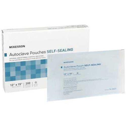 Sterilization Pouch McKesson EO Gas / Steam 12 X 15 Inch Transparent Blue / White Self Seal Paper / Film 16-6422 Case/1000 16-6422 MCK BRAND 960947_CS