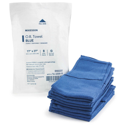 O.R. Towel McKesson 17 W X 27 L Inch Blue Sterile 16-6008-B Case/80 16-6008-B MCK BRAND 277863_CS