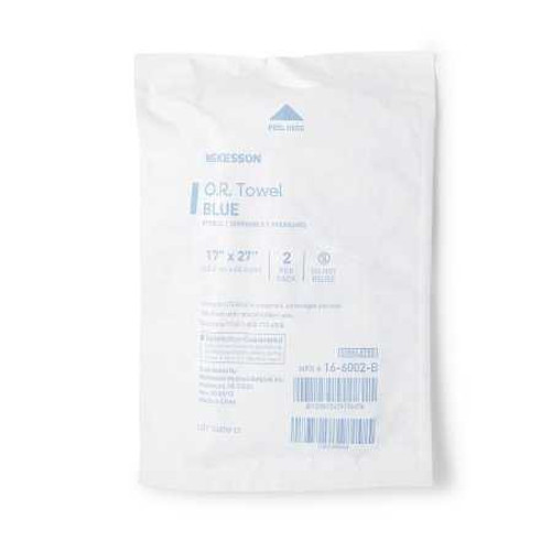 O.R. Towel McKesson 17 W X 27 L Inch Blue Sterile 16-6002-B Case/80 16-6002-B MCK BRAND 277860_CS