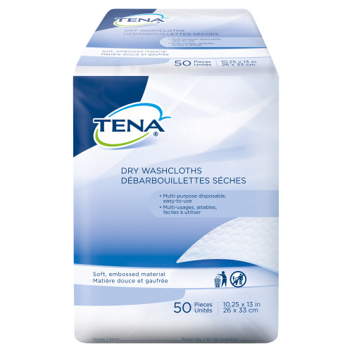 TENA Washcloth 10-1/4 X 13 Inch White Disposable, 74499, Bag of 1