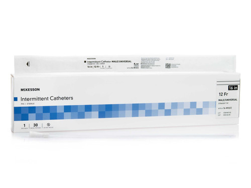 Urethral Catheter McKesson Straight Tip Uncoated PVC 12 Fr. 16 Inch 16-M1612 Pack of 1 McKesson 1020811_EA