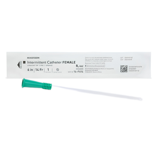 Urethral Catheter McKesson Straight Tip Uncoated PVC 14 Fr. 6 Inch 16-F614 Pack of 1 McKesson 1020814_EA