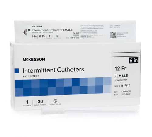 Urethral Catheter McKesson Straight Tip Uncoated PVC 12 Fr. 6 in, 16-F612 Box of 30