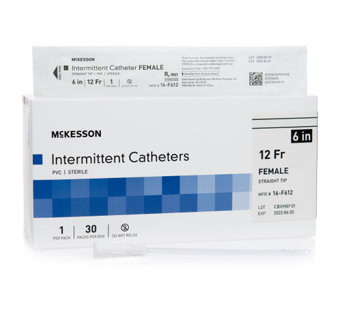 Urethral Catheter McKesson Straight Tip Uncoated PVC 12 Fr. 6 in, 16-F612 Case of 300