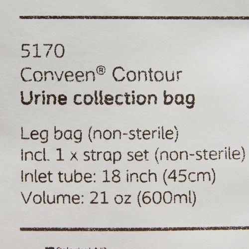 Urinary Leg Bag Conveen Security Anti-Reflux Valve 600 mL Polyethylene 5170 Each/1 5170 COLOPLAST INCORPORATED 181522_EA