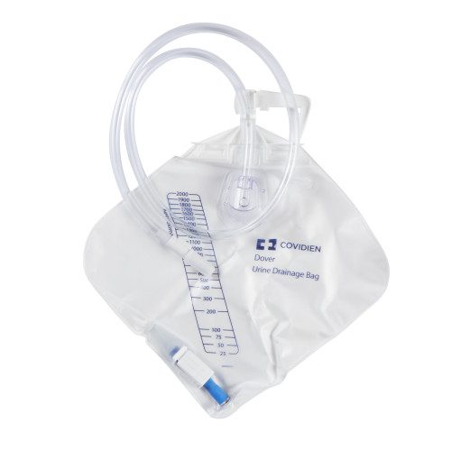 Kenguard 2L Urinary Drain Bag with Anti-Reflux Valve, String Hanger and 40'' Tubing, Sterile, Case of 20