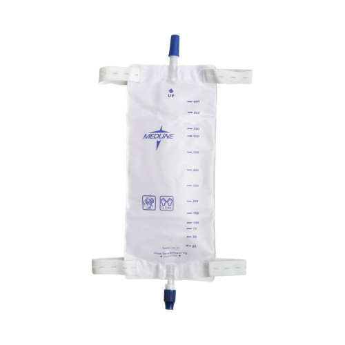 Urinary Leg Bag Medline Anti-Reflux Valve Sterile Fluid Path 950 mL Vinyl DYND12578 Pack of 1