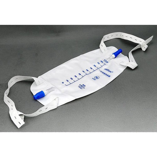 Urinary Drain Bag AMSure Anti-Reflux Valve, Twist Drain Valve Sterile Fluid Path 600 mL Vinyl AS308N Case of 48