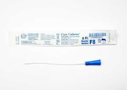 Urethral Catheter Cure Catheter Straight Tip 8 Fr. 6 Inch F8 Each/1 F8 CURE MEDICAL 761795_EA