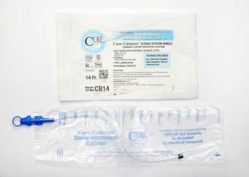 Intermittent Catheter Tray Cure Catheter Closed System / Straight Tip 14 Fr. Without Balloon CB14 Case/100 CB14 CURE MEDICAL 847839_CS