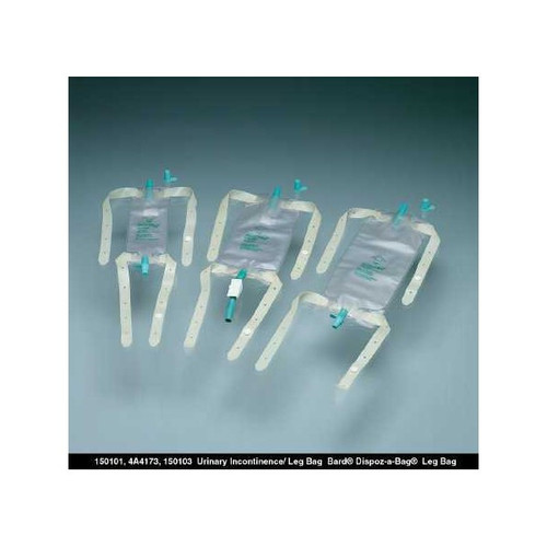 Urinary Leg Bag Bard Dispoz-a-Bag Anti-Reflux Valve Sterile 950 mL Vinyl 150103 Case of 48