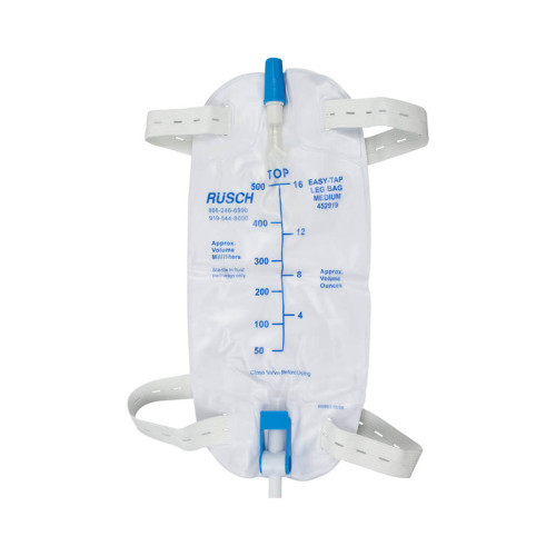 Urinary Leg Bag Easy Tap Anti-Reflux Valve Sterile Fluid Path 562 mL Vinyl 452919 Box of 48