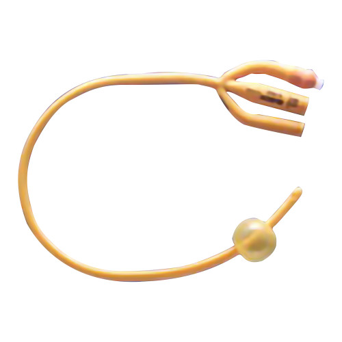 Foley Catheter Rusch Gold 3-Way Standard Tip 30 cc Balloon 20 Fr. Silicone Coated Latex 183430200 Box of 10