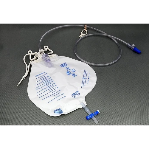 AMSure 2L Urinary Drain Bag with Anti-Reflux Valve, Double Hook Hanger and 48'' Tubing, Sterile, Case of 20
