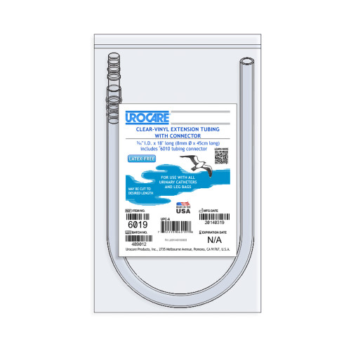 Urocare Extension Tube 0.31 I.D. x 18 Inch Long, Clear-Vinyl, NonSterile, NonDEHP, 6019, Pack of 1