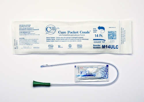 Urethral Catheter Cure Pocket Cath Coude Tip Lubricated 14 Fr. 16 in, M14ULC Pack of 1