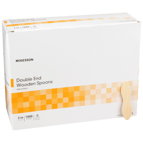 McKesson Medical Spoon Double Ended Tan Wood, 24-625, Box of 1
