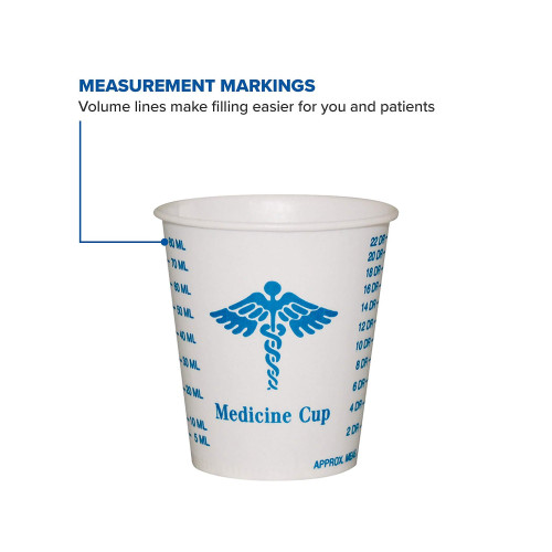 Solo Medicine Cup 3 oz. Medical Print Wax Coated Paper Disposable NonSterile, R3-43107, Sleeve of 100
