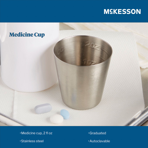 McKesson Argent Medicine Cup 2 oz. Silver Stainless Steel Reusable NonSterile, 43-1-015, Pack of 1