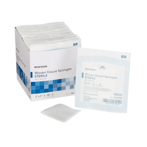 McKesson Gauze Sponge 2 X 2 Inch 8-Ply Sterile 2 per Pack, 16-4228, Box of 50