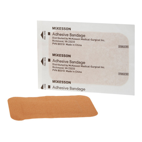 McKesson Adhesive Strip Fabric Tan 2 X 3 Inch Sterile, 16-4816, Box of 50