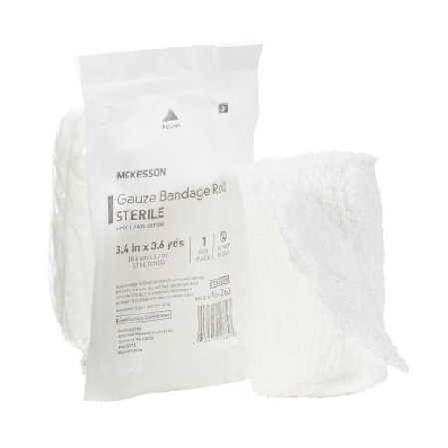Fluff Bandage Roll McKesson Cotton Gauze 6-Ply 3-2/5 Inch X 3-3/5 Yard Roll Sterile 16-4263 Each/1 16-4263 MCK BRAND 470749_EA