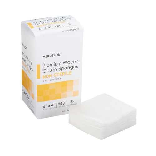 McKesson Gauze Sponge H-Fold 4 x 4'', Cotton, 8-Ply, NonSterile, 200 per Pack, Sample Pack of 200