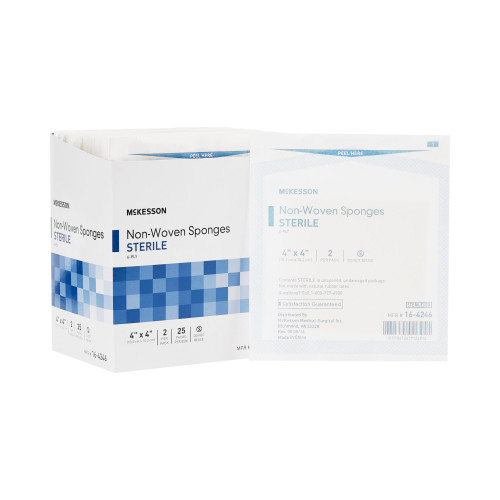 McKesson Nonwoven Sponge 4 X 4 Inch 6-Ply Sterile 2 per Pack, 16-4246, Box of 25