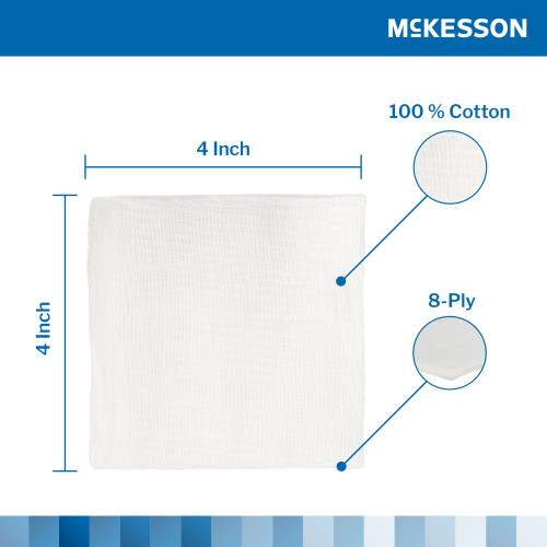 McKesson Gauze Sponge 4 X 4 Inch 8-Ply Sterile 2 per Pack, 16-4248, Case of 600