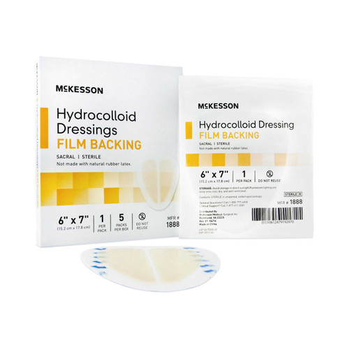 Hydrocolloid Dressing McKesson 6 x 7 Inch Sacral 1888 Box of 5 1888 McKesson 882993_BX