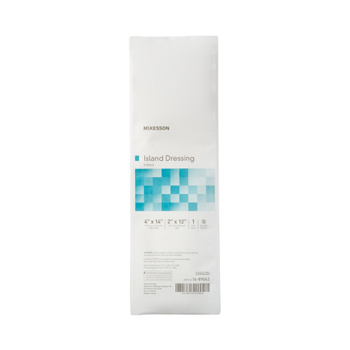 Adhesive Dressing McKesson 4 x 14 Inch Polypropylene / Rayon Rectangle White Sterile 16-89042 Box of 25 16-89042 McKesson 488927_BX